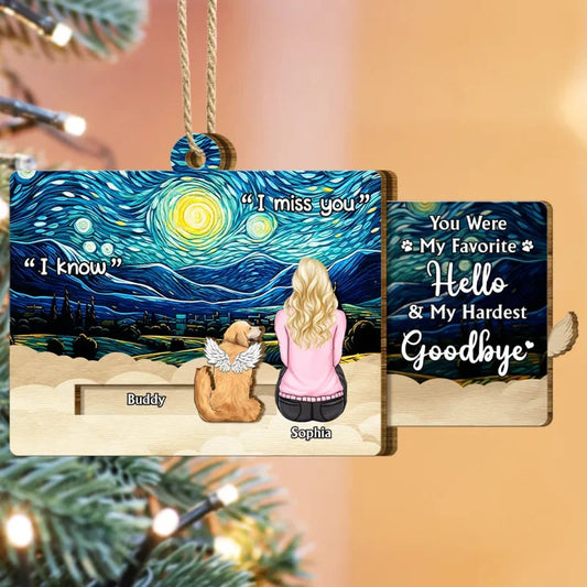 My Hardest Goodbye - Personalized Wooden Slider Ornament for Pet Memorial Keepsake