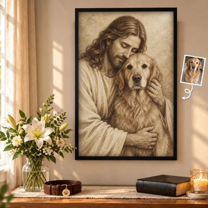 Custom Pet Photo Christian Dog Portrait Decor - Personalized Poster