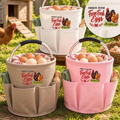 Custom Name Farm Fresh Eggs Gifts For Chicken Keepers - Personalized Gardening Tool Bag