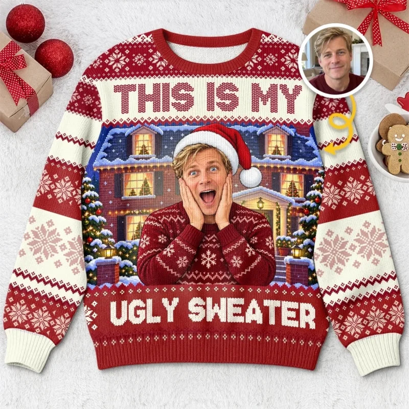 Custom Photo Funny Christmas Gifts for Men - Personalized Ugly Sweatshirt