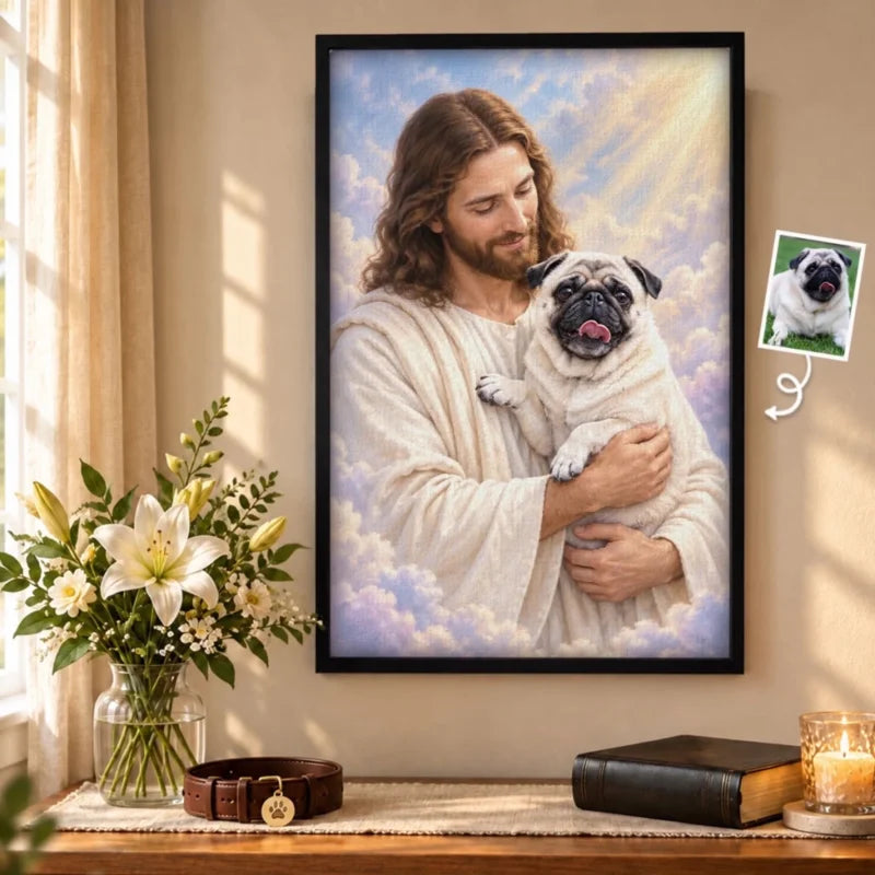 Custom Pet Photo Heavenly Dog Memorial Decor - Personalized Poster