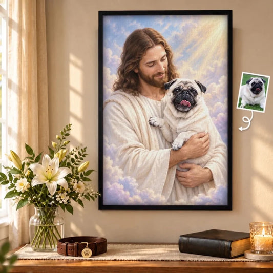 Custom Pet Photo Heavenly Dog Memorial Decor - Personalized Poster