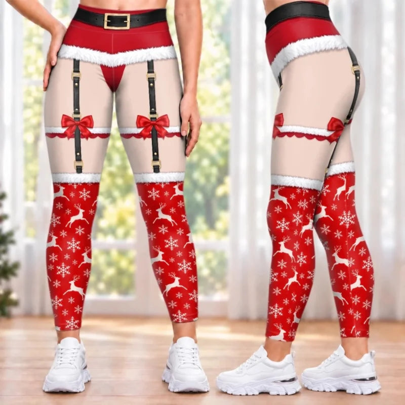 Custom Naughty Christmas Garter Leggings for Women - Personalized Leggings