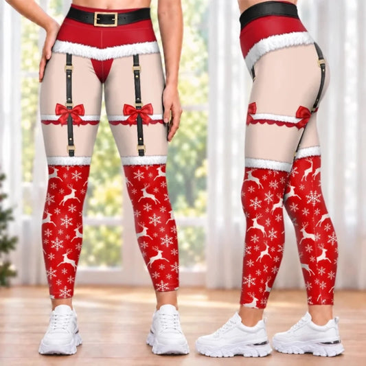 Custom Naughty Christmas Garter Leggings for Women - Personalized Leggings