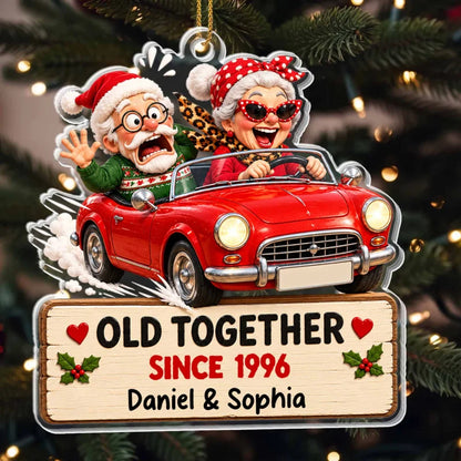 Old Together Since Red Car Personalized Acrylic Ornament - Christmas Anniversary Gift for Couples