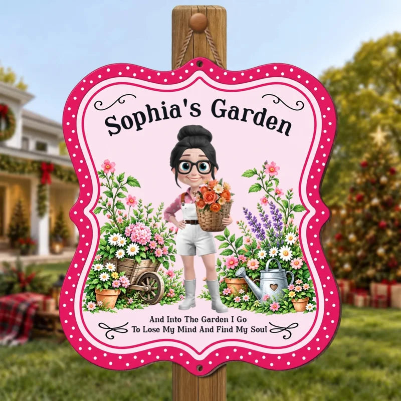 Into The Garden I Go Personalized Wood Sign - Custom Garden Decor Plaque for Mom