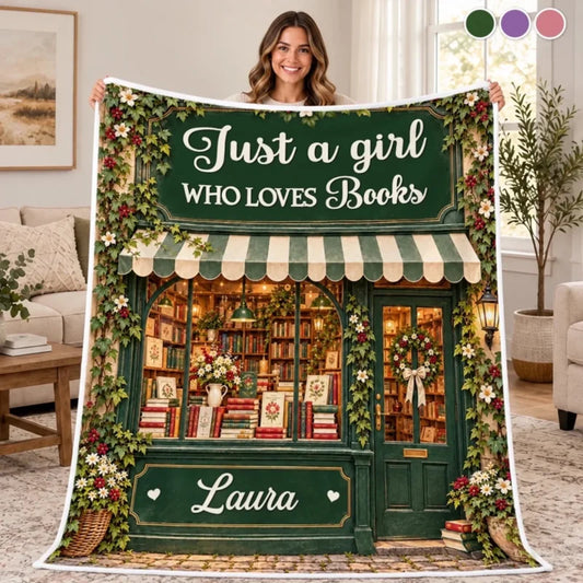 Custom Name Floral Bookshop Gifts for Book Lovers - Personalized Blanket