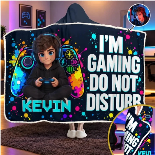 Custom Photo Do Not Disturb Gaming Gifts For Kids And Gamers - Personalized Wearable Blanket Hoodie