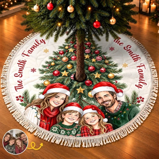 Custom Photo Christmas Keepsake Gifts For Families - Personalized Tree Skirt