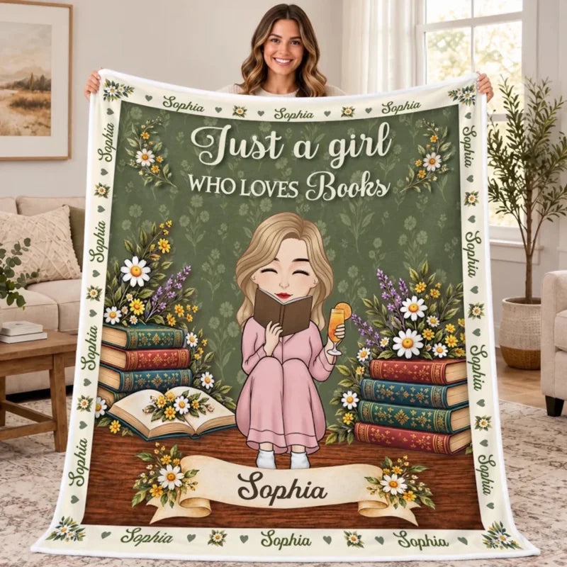 Custom Name Floral Storytime Gifts for Young Readers - Personalized Blanket