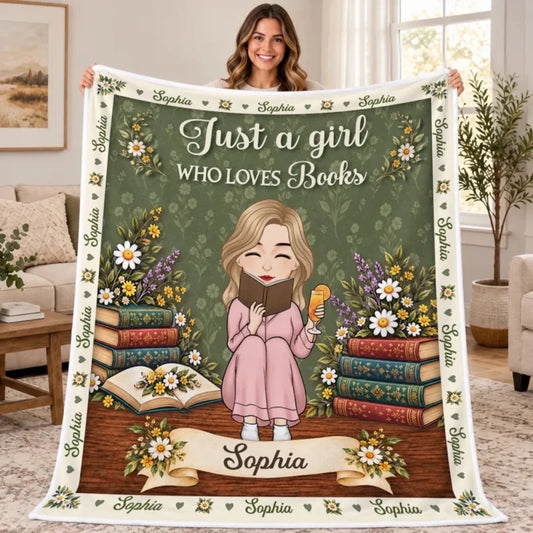 Custom Name Floral Storytime Gifts for Young Readers - Personalized Blanket