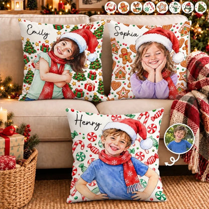 Custom Photo Christmas Gifts For Kids - Personalized Pillow
