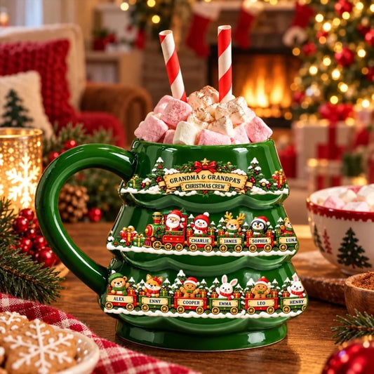 Grandkids Bring The Holiday Magic - Personalized Christmas Tree Mug