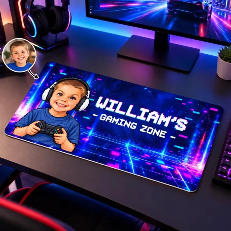 Custom Photo Gamer Setup Gifts For Gamer, Gaming Lovers, Kids - Personalized Desk Mat