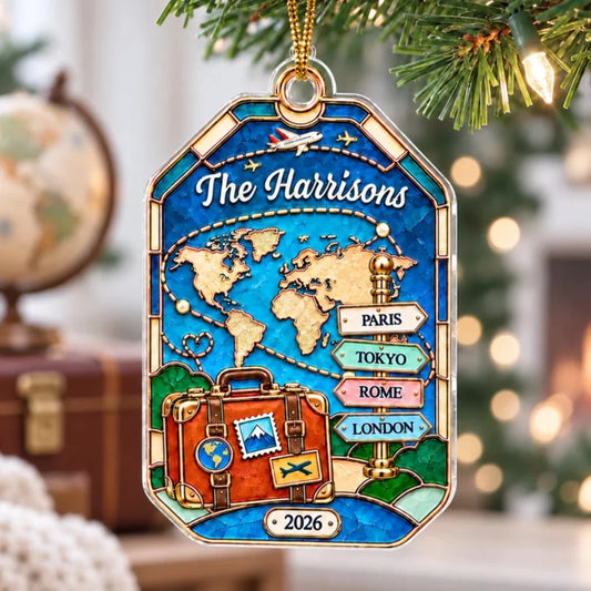 The Places You've Been Sign Post 2D Flat Printed - Personalized Acrylic Ornament - Traveling Destina