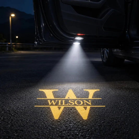 Personalized Car Door Projector Lights, Warm Gold Welcome Projection for Nighttime Entry, Creative G