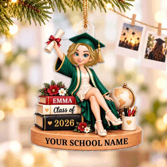 Beautiful Graduation Girl Class of 2026 2027 2028 2029 Keepsake - Personalized Acrylic Ornament - Ch