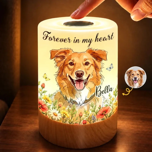 Custom Pet Photo Name Memorial Dog Gifts - Personalized Dimmable Touch Night Light