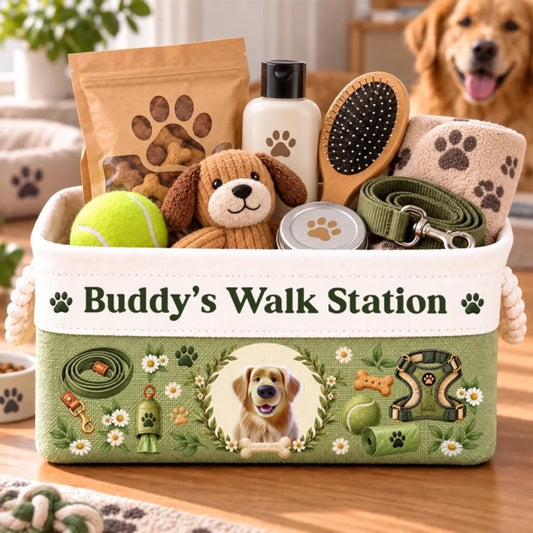 Custom Dog Breed Walk Station Gifts For Dog Lovers - Personalized Storage Basket