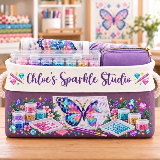 Custom Name Butterfly Diamond Painting Gifts For Crafters - Personalized Storage Basket