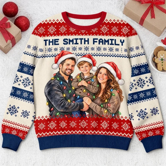Custom Family Photo Christmas Gifts for Families - Personalized Ugly Sweatshirt