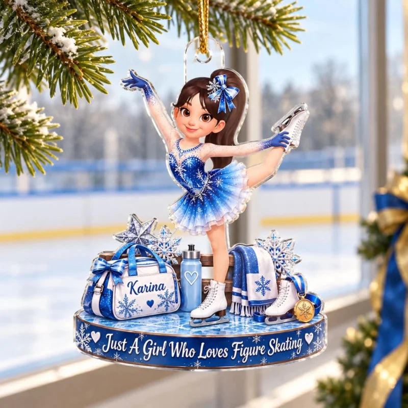 Just a Girl Who Loves Figure Skating - Personalized Acrylic Ornament - Christmas Gift for Daughter, 