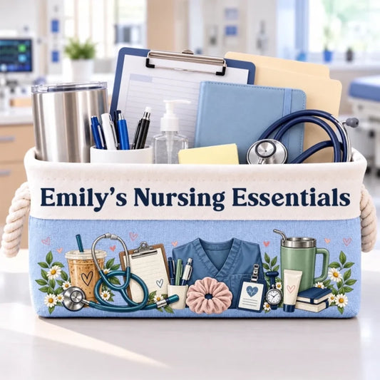 Custom Name Nursing Essentials Gifts For Nurses - Personalized Storage Basket