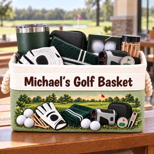 Custom Name Golf Gifts for Golfers - Personalized Storage Basket