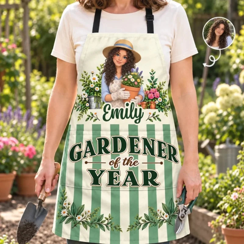 Custom Photo Floral Gifts For Gardeners - Personalized Apron With Pocket