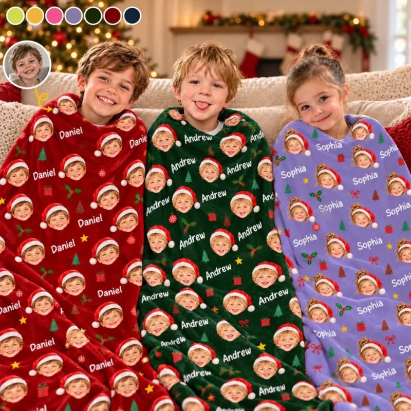 Custom Photo Name Christmas Gifts for Kids - Personalized Blanket