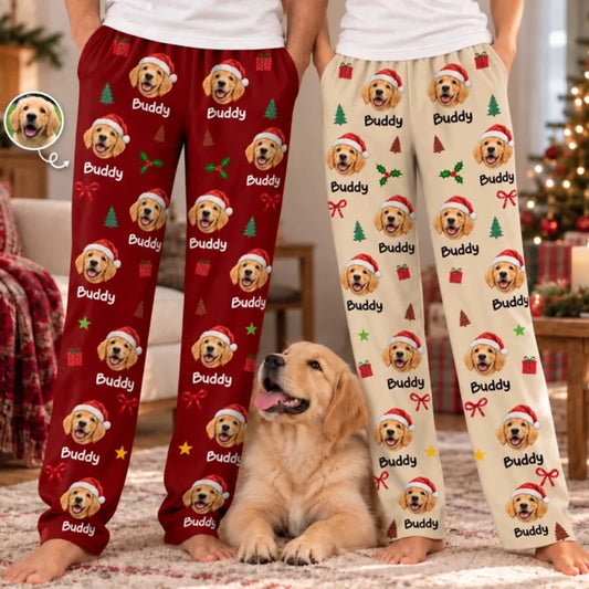 Custom Pet Photo Christmas Gifts For Dog And Cat Lovers - Personalized Pajamas Pants