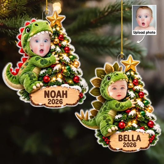 Custom Family Ornament, Christmas Gift for Family Members •  Merry Little Dino - Personalized Acryli