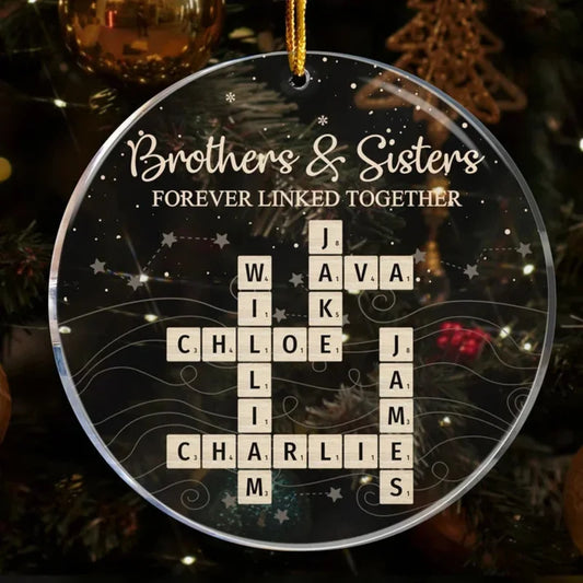 Brothers & Sisters Forever Linked Together Personalized Acrylic Ornament - Christmas Gift for Siblin