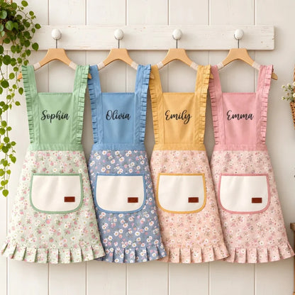 Custom Name Floral Gardening Gifts For Women - Personalized Flower Apron