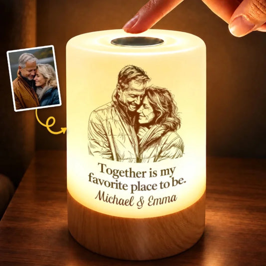 Custom Photo Couple Gifts For Husband And Wife, Him And Her - Personalized Dimmable Touch Night Ligh