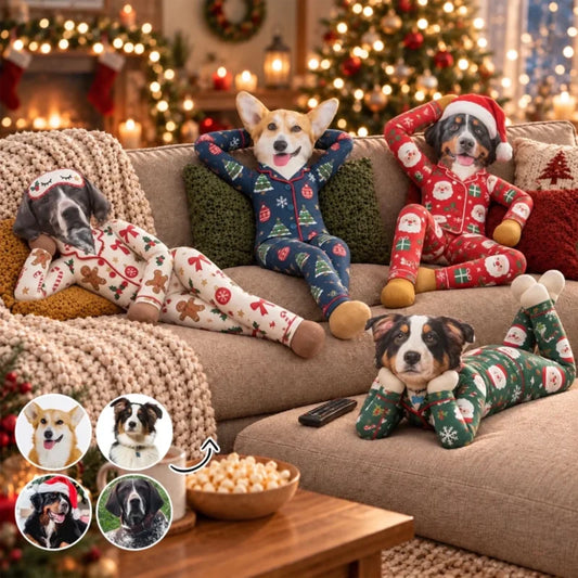 Custom Funny Pet Photo Christmas Plush Doll Gift For Pet Lovers • Zero Productivity - Personalized P