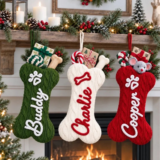 Custom Name Christmas Pet Gifts For Dog Lovers - Personalized Christmas Bone Stockings