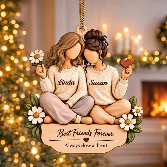 Personalized Best Friends Forever Wooden Ornament