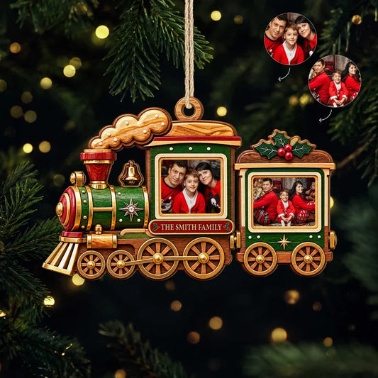 Personalized Christmas Train Family Name Ornament