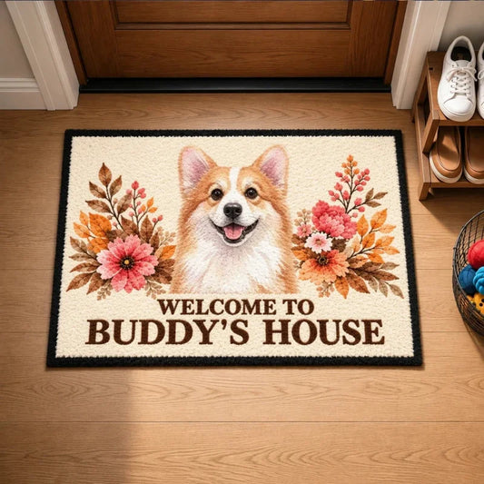 Personalized Dog Welcome Custom Name Coir Entryway Doormat