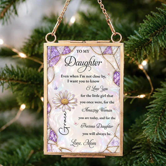 Personalized Daughter Flower Butterfly Metal Frame Ornament