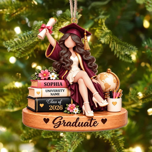 Personalized Graduate Keepsake Senior Class Wooden Ornament