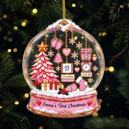 Personalized Baby's First Christmas Snow Globe Acrylic Ornament