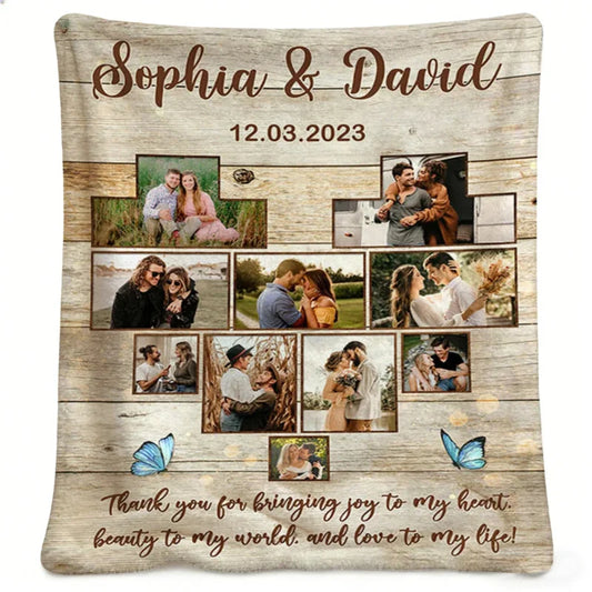 Personalized Thank You for Bringing Joy to My Heart Photo Blanket
