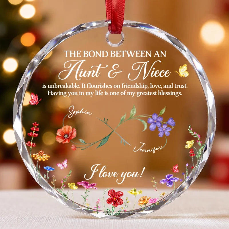Personalized The Bond Between an Aunt and Niece Glass Ornament