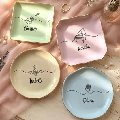 Personalized Musical Instrument Line Art Jewelry Dish