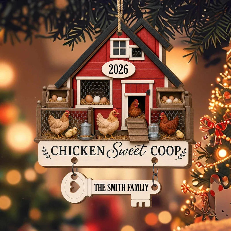 Personalized Chicken Coop Farm Wooden Ornament