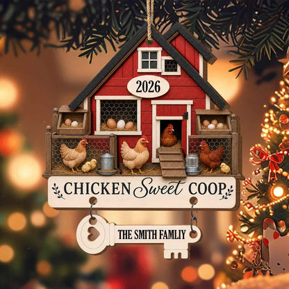 Personalized Chicken Coop Farm Wooden Ornament