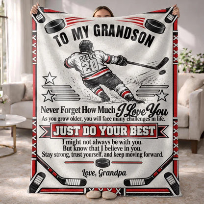 Personalized To My Grandson Never Forget How Much Blanket