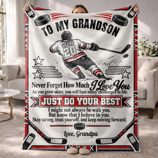 Personalized To My Grandson Never Forget How Much Blanket